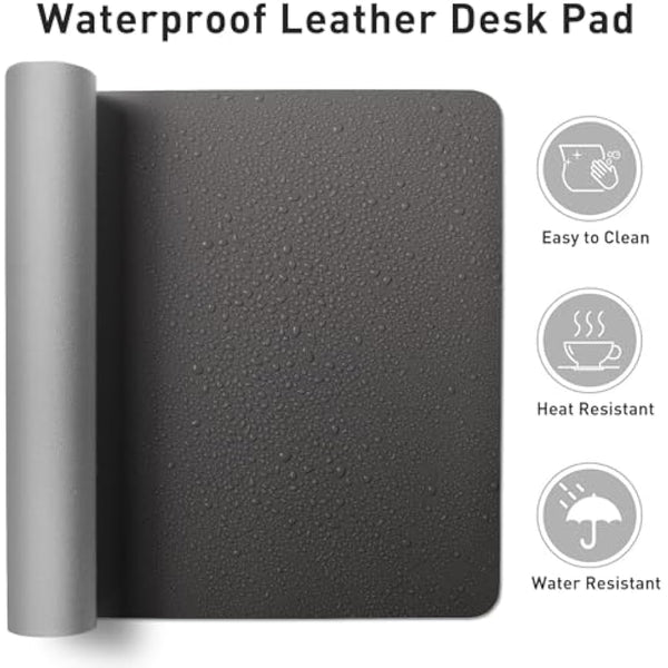Leather Desk Pad Protector,Mouse Pad,Office Desk Mat,Non-Slip PU Leather Desk Blotter,Laptop Desk Pad,Waterproof Desk Writing Pad for Office and Home (80cm x 40cm, Gray)
