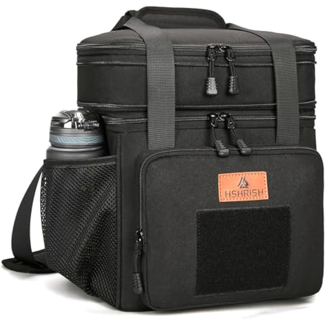 Large Insulated Lunch Bag for man, Double Layer Insulated Large Cooler Bag for Men Adults Waterproof Leakproof Durable Lunch Bag for Work Outdoor Picnic 15L, Black, HSHRISH