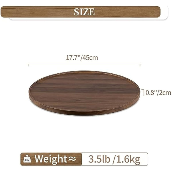 Hanobe Large Ottoman Serving Tray: Round Walnut Veneer Wooden Decorative Coffee Table Tray Rustic Circle Big Charcuterie Board Farmhouse Home Decor for Living Room 45cm