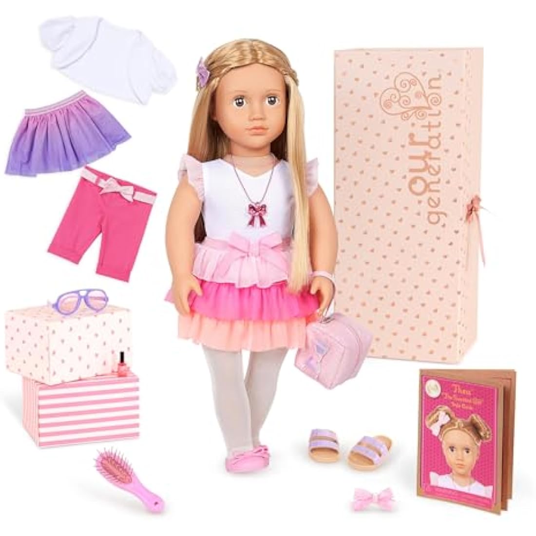 Our Generation – 18-Inch – Bow Themed Fashion Starter Doll – Thea – Blond Hair & Hazel Eyes – 3 Outfits & Styling Accessories in Gift Box – Pretend Play Ages 3+ Years