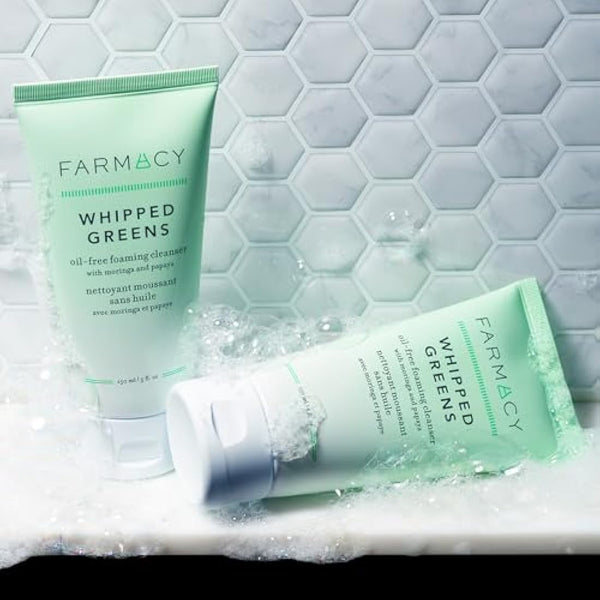 Farmacy Whipped Greens Face Wash - Oil Free Foaming Facial Cleanser for Combination and Oily Skin (150ml)