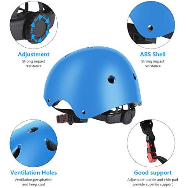 Jim's Store Kids Bike Helmet for 3-10 years old Helmet and Knee Pads Set Adjustable Elbow &Wrist Pads Protective Gear Set for Skateboard Scooter Cycling Roller Skating Boys Girls