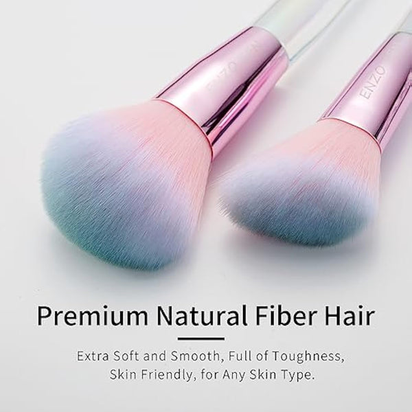 ENZO KEN Rainbow Crystal Makeup Brush Set Professional, Vegan Makeup Brush Set with Case, Bedazzled Cosmetic Brush Makeup Set, Sparkly Make up Brushes Vegan, Colorful Make up Brushes Set Professional.