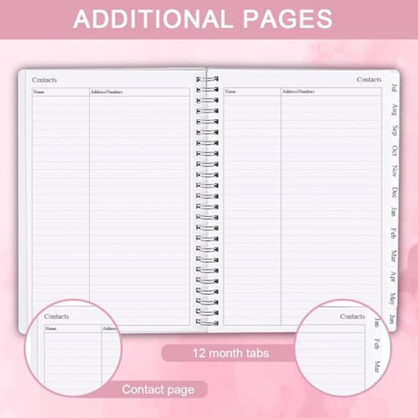 Diary 2025-2026, A5 Weekly/Monthly Planner with Monthly Tabs, 2025-2026 Planner from Jul 2025 to Jun 2026, Twin-Wire Binding,Easy to Organize Your Daily Life,14.8×21cm, Planners 2025-2026 Week to View