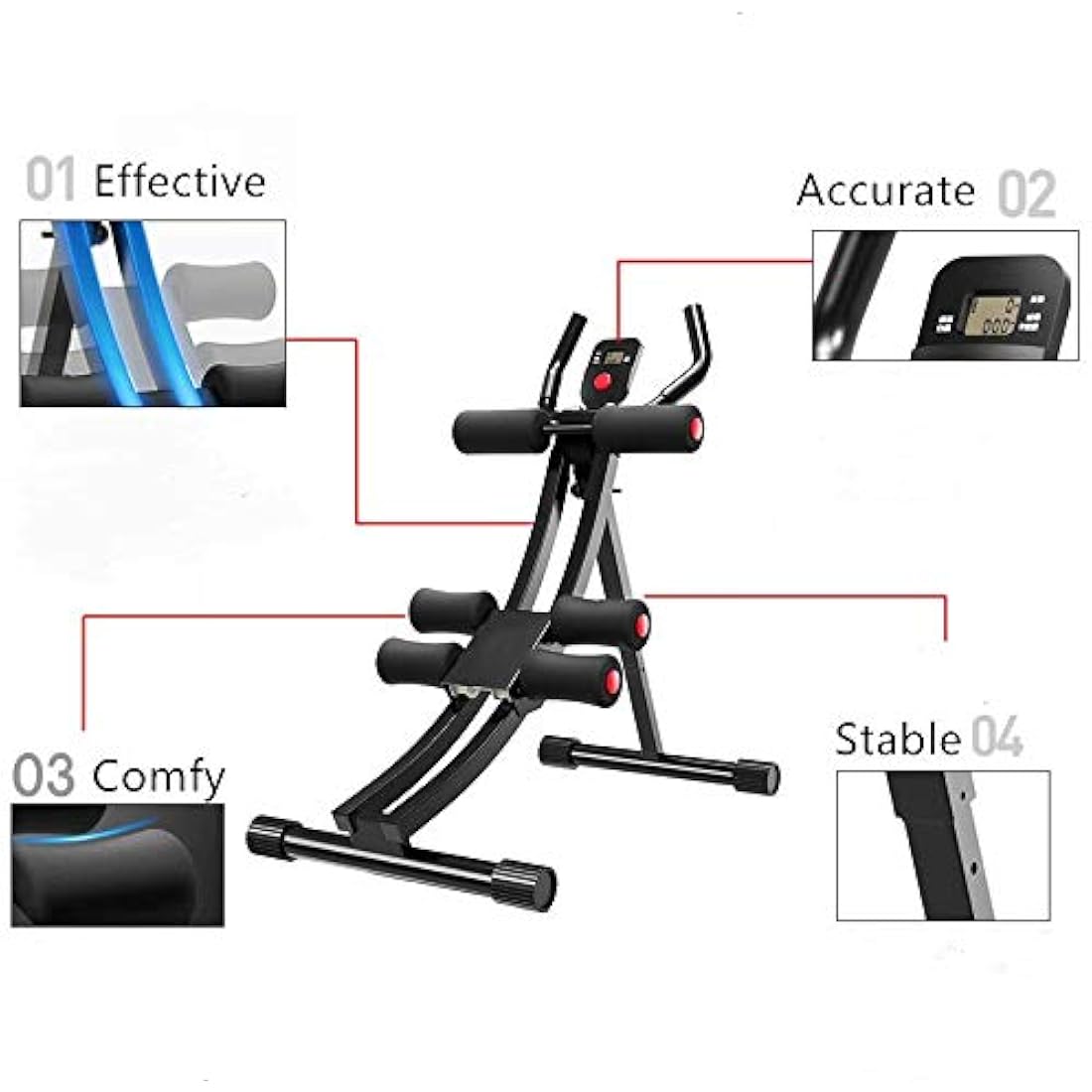 Fitlaya Fitness Core & Bauchtrainer AB Workout Machine Home Gym Krafttraining Bauchmuskeltrainer Faltbares Fitnessgert