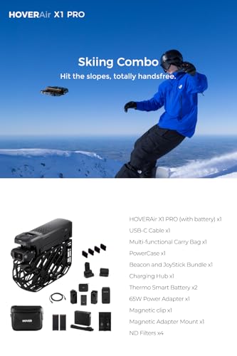 HOVERAir X1 PROMAX 8K Action Flying Camera, Foldable Drone with Camera with 26Mph Follow Speed, 10+ Fully Automatic Flight Modes, Fly Anywhere with OmniTerrain, SmoothCapture 2.0(Skiing Combo)