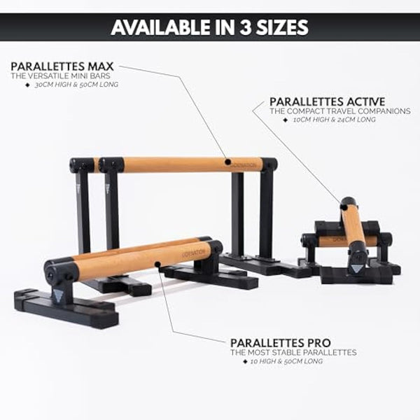 GORNATION Parallettes, Calisthenics Push-Up Bars for Handstands & Strength Training, Parallel Bars for Home & Outdoor Training, Fitness Equipment with Secure Grip, Non-Slip Feet, Wooden Handles