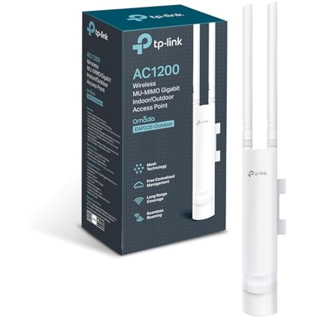 TP-Link EAP225-Outdoor Access Point, AC1200 Gigabit Wireless Access Points, 802.3af/Passive PoE, Omada Mesh, Seamless Roaming, Weatherrproof, Optimal for Garden Wi-Fi, Free Controller Software