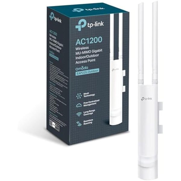 TP-Link EAP225-Outdoor Access Point, AC1200 Gigabit Wireless Access Points, 802.3af/Passive PoE, Omada Mesh, Seamless Roaming, Weatherrproof, Optimal for Garden Wi-Fi, Free Controller Software