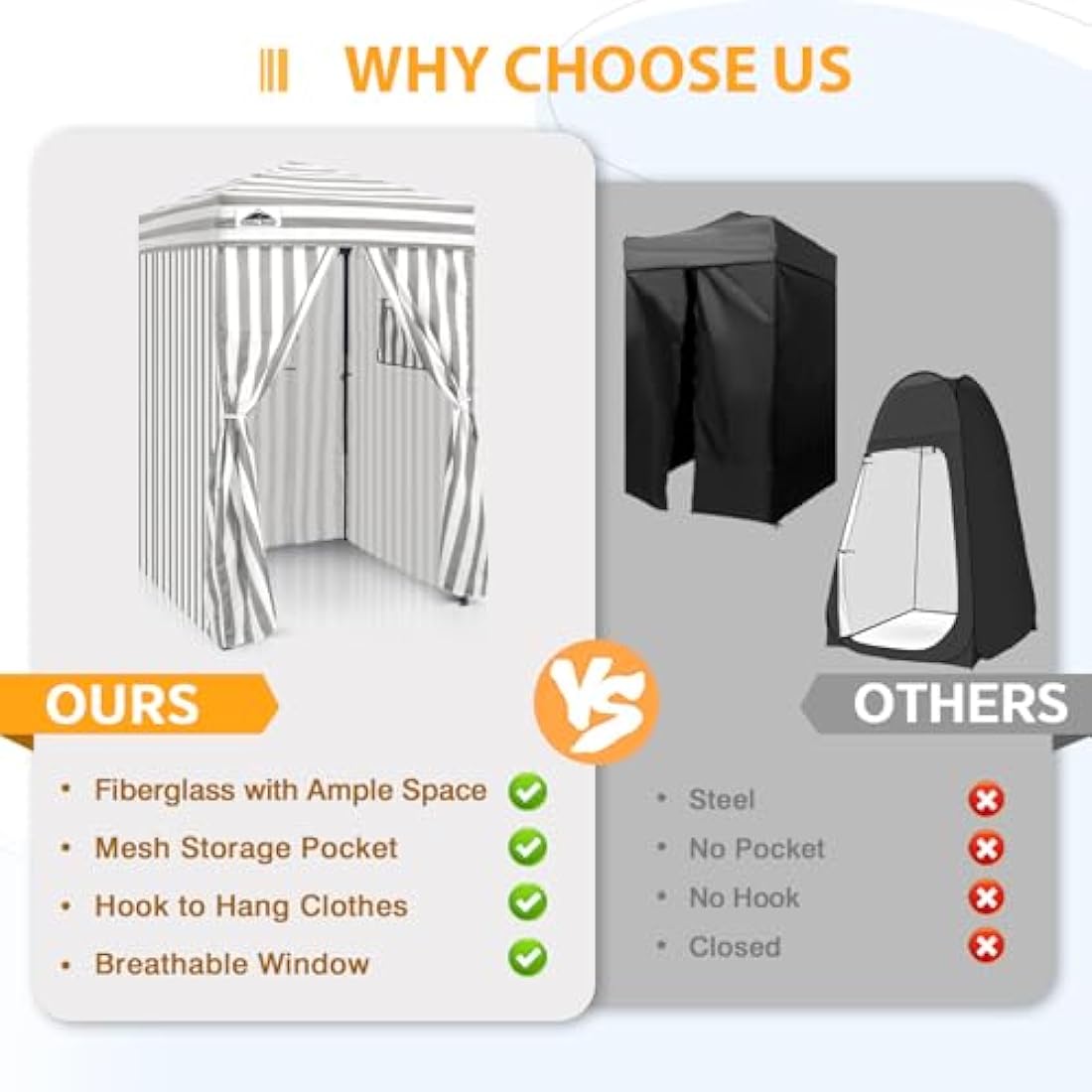 EAGLE PEAK Flex Ultra Compact 1.2m x 1.2m Pop-up Changing Room Canopy, Portable Privacy Cabana for Pool, Fashion Photoshoots, or Camping, Gray/White