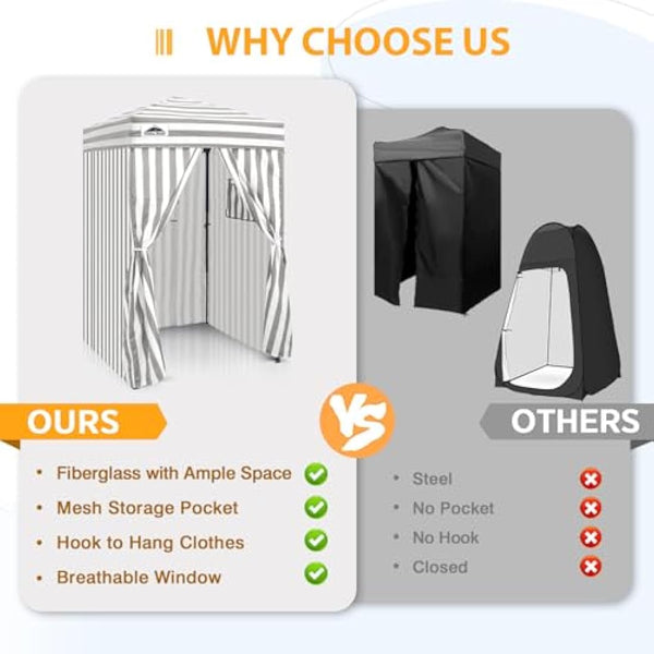 EAGLE PEAK Flex Ultra Compact 1.2m x 1.2m Pop-up Changing Room Canopy, Portable Privacy Cabana for Pool, Fashion Photoshoots, or Camping, Gray/White