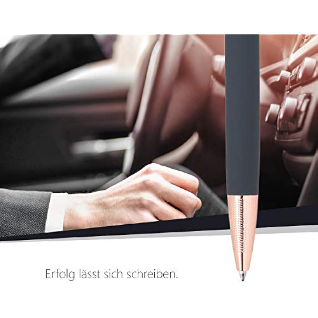 Cerruti 1881 Rollerball Pen „THAMES“ | Stainless Steel with Grey Rubberized Lacquer And Gold Plating | Black Ink | Gift Box