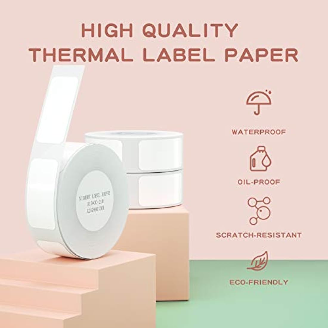 NIIMBOT Thermal Label Maker Paper 0.59"×1.18" White Stickers Waterproof Tear-Resistant Replacement for D11/D110/D101 Label Printer Office&Home 210 Labels/Roll (15×30mm)