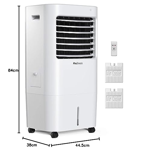 Pro Breeze 4-in-1 Air Cooler with 10 Litre Capacity, Remote Control, 3 Fan Speeds & LED Display. Powerful Evaporative Air Cooler with Built-in 7.5 Hour Timer & Automatic Oscillation for Home & Office