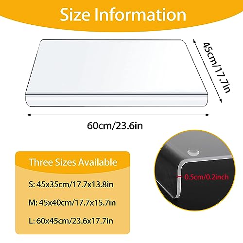 Acrylic Cutting Board, 5 mm Chopping Board With Stop Edge, 60 cm x 45 cm, Clear for Kitchen Counter, Non-Slip Transparent With Lip