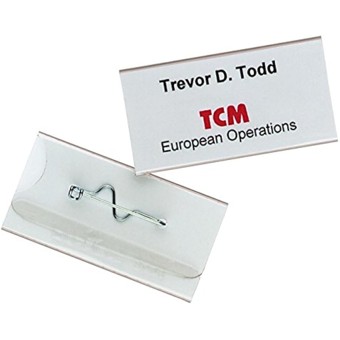 Durable Name Badge 40 x 75 mm with PinTransparent | Pack of 100 Badges | Includes Blank Insert Cards | Ideal for Events and Visitor Management