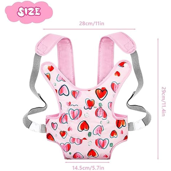 Aolso Baby Doll Carrier, Soft Cotton, Front and Back Carrying with Adjustable Straps for Baby, 14" to 18" Dolls Carrier Seat for Baby Born, Doll Accessories for Kids (Pink)