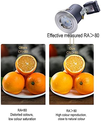 4XSweier 90 Minute Fire Rated GU10 LED Downlight, IP20 Recessed Ceiling Lights, 5W 3000K Warm White Spotlight Satin Nickel.