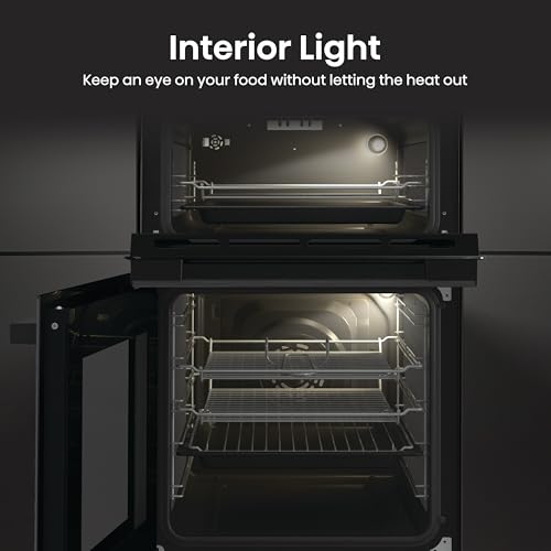 Hisense HDE3211BBUK 60cm Electric Cooker with Ceramic Hob-Black , A Rated Double Oven