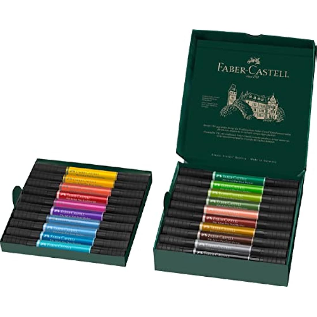 Faber-Castell Art & Graphic Pitt Artist Pen Dual Marker India Ink, Multicoloured, Wallet Of 20, For Art, Craft, Drawing, Sketching, Home, School, University, Colouring