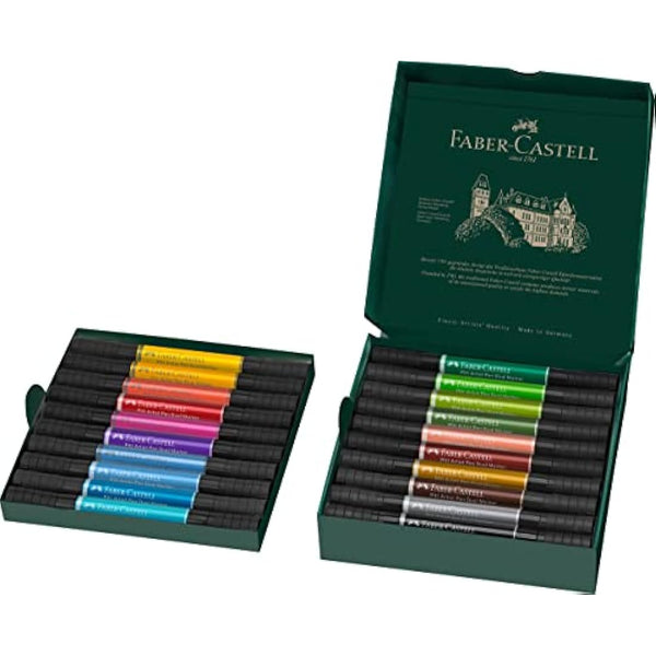 Faber-Castell Art & Graphic Pitt Artist Pen Dual Marker India Ink, Multicoloured, Wallet Of 20, For Art, Craft, Drawing, Sketching, Home, School, University, Colouring