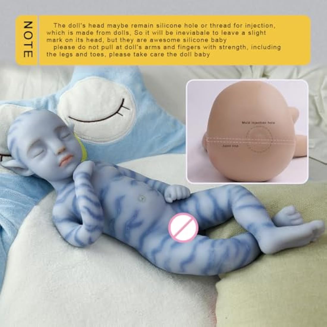 Farious 46cm Full Silicone Reborn Baby Doll Blue Avatar Silicone Baby Doll Looks Real Baby Doll (Boy)