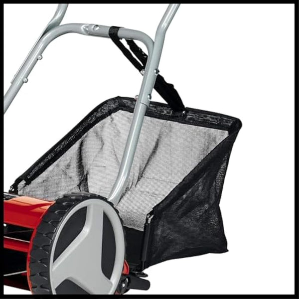 Einhell GC-HM 300 Hand Push Lawnmower -- Manual Lawn-Mower With 30cm Cutting Width, 16L Grass Box, 4 Cutting Height Levels -- Walk-Behind Lawn Mower For Small Gardens, Red & Black