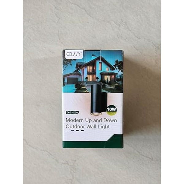 CELAVY Outdoor Wall Lights, Up Down Outside Wall Lights Mains Powered, IP65 Waterproof Modern Front Door Porch Light Lamp Modern 10W 3000K GU10, External LED Sconce Wall Mounted for House, Grey