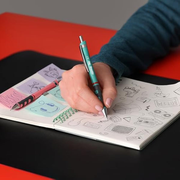 rOtring Tikky Pastel Mechanical Pencils | HB 0.7 mm | Opal Blue | with Comfort Rubber Grips | 12 Count