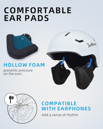 JetBlaze Ski Helmet Mens Women Unisex Ski Helmet Snow Sports Helmet With Vents PC Shell EPS Core For Skiing Snowboard Snow Helmet For Adults Youth