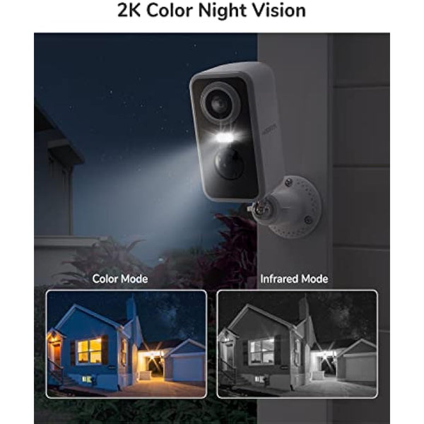 DEATTI Security Camera Outdoor Wireless, 2K Battery Operated WiFi CCTV Camera Systems, Outdoor/Indoor Home Security Camera with Siren Floodlight, PIR Motion Detection, 2-way Audio, IP66 Waterproof