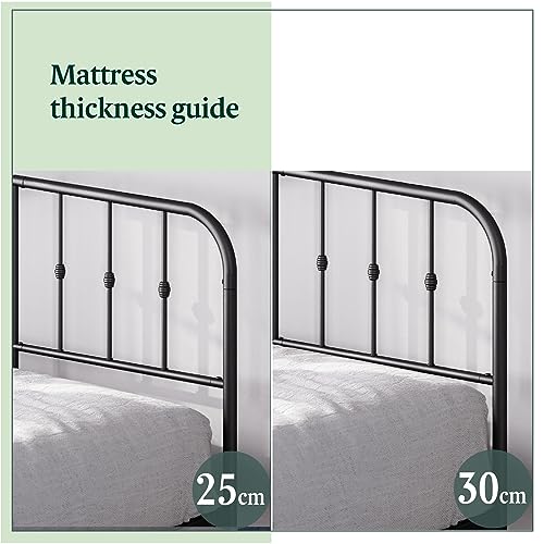 Zinus Heidi Super King Bed frame - Bed 180x200 cm - 30 cm Height - Metal Platform Bed frame with Headboard and Footboard - Black