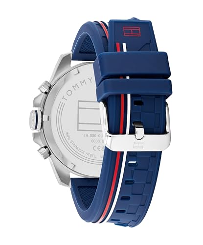 Tommy Hilfiger Analogue Multifunction Quartz Watch for Men with Silicone, Stainless Steel or Leather Bracelet, Day & Date Sub-Dials, 5ATM Water Resistant