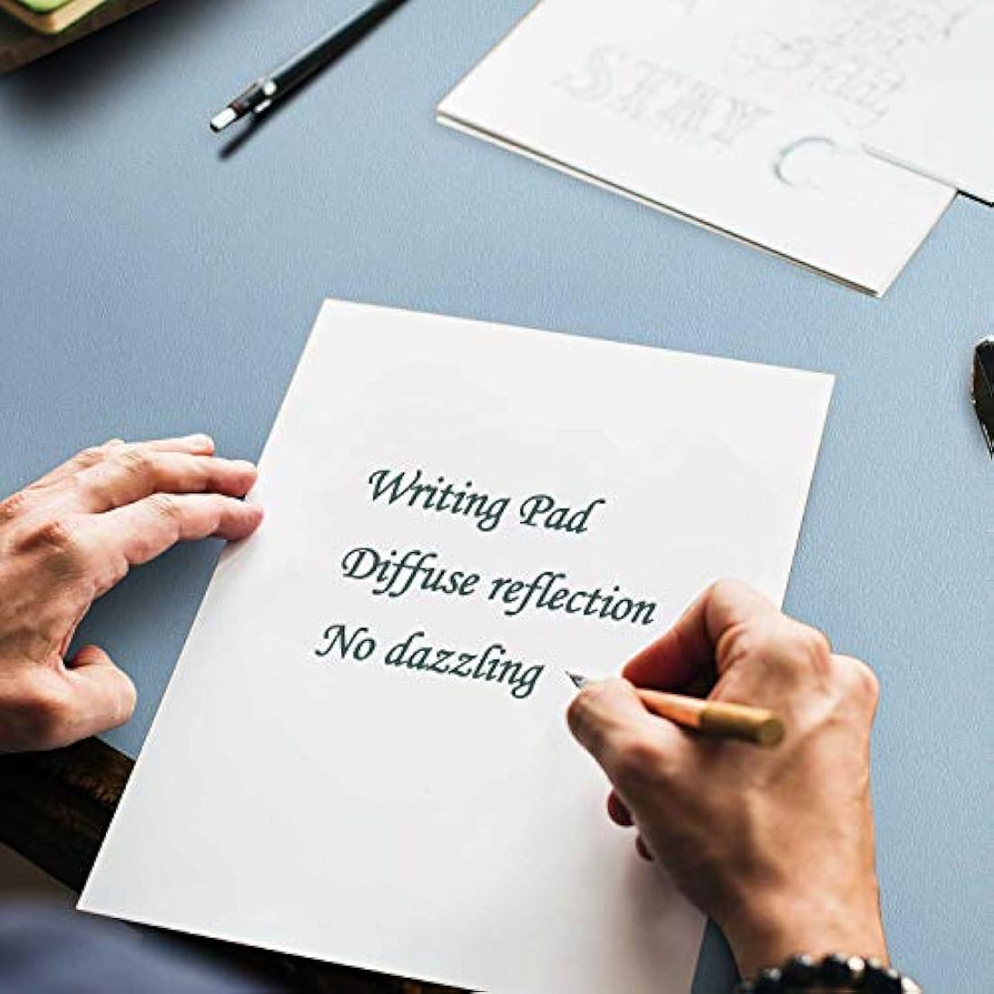 Desk Pad Large, DOBAOJIA Desk Mat, Laptop Mat, Writing Pad, Desk Blotter, Extended Mouse Mat, Large Mouse Pad for Office/Home, PU Leather Waterproof +Suede Non-Slip 27.5" X 13.8" (Grayish Blue)