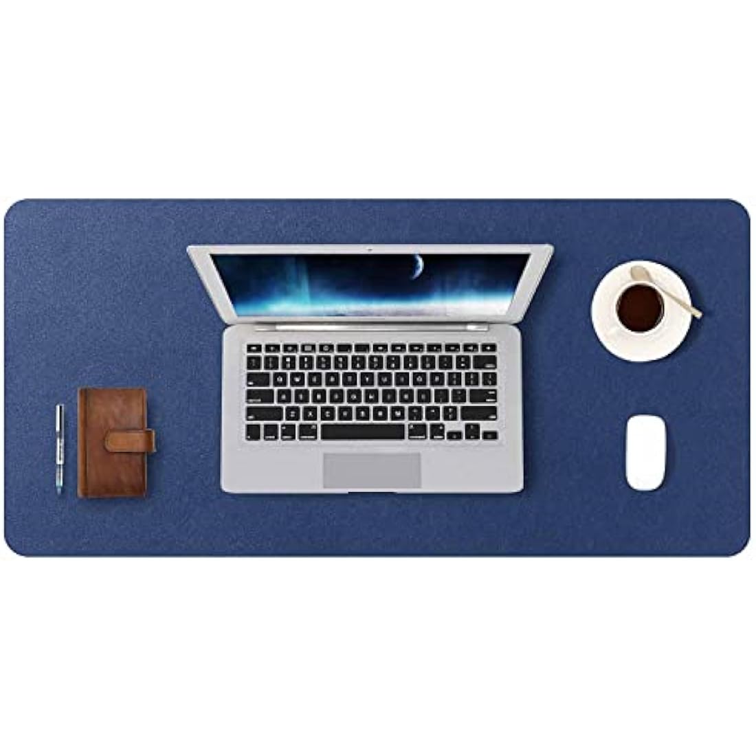 Desk Pad Large, DOBAOJIA Desk Mat, Laptop Mat, Writing Pad, Desk Blotter, Extended Mouse Mat, Large Mouse Pad for Office/Home, PU Leather Waterproof +Suede Non-Slip 27.5" X 13.8" (Dark Blue)