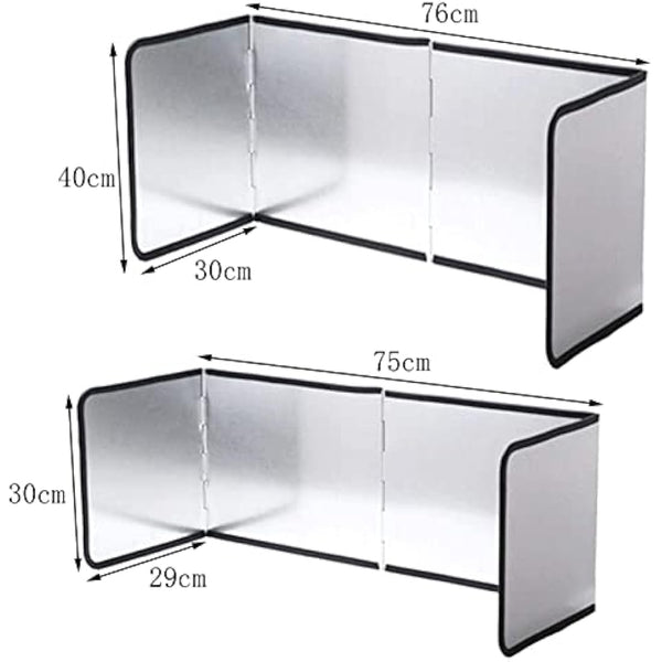 Height 40CM Stove Splatter Guard for Cooking Kitchen Anti Splatter Shield Guard Portable Folding Cooker Side Fat Oil Splash Guard Splash Back Splatter Screen for Frying Pan Wall Hob Grease