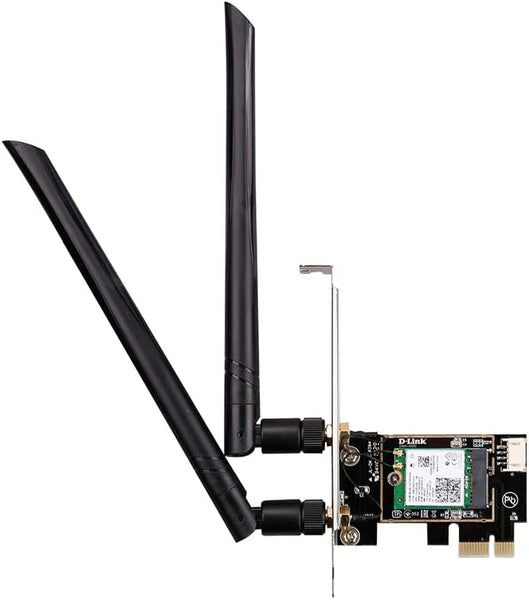 D-Link DWA-X582 AX3000 Wi-Fi 6 PCIe Adapter with Bluetooth 5.0, MU-MIMO, Dual Band, Detachable High-Gain Antennas, WPA3, With Low Profile Bracket, Compatible with Windows