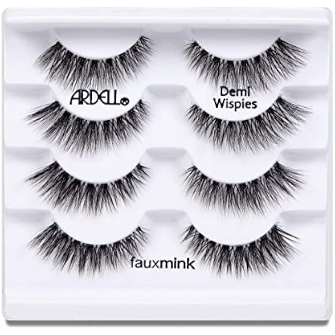 ARDELL False Eyelashes Faux Mink Demi Wispies 4 Pairs Multipack Black Medium Volume Long Length Invisiband Lightweight Silky Soft Faux Mink Eyelashes Vegan-Friendly Cruelty-Free
