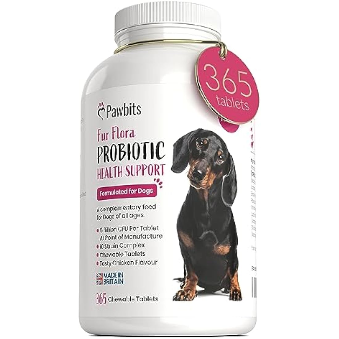 365 Canine Probiotics & Prebiotics Tablets for Dogs – 5 Billion CFU Tablet Chicken Flavour Chewable Dietary Supplements -10 Strain Complex for Digestive Support, Gut Health, Bad Breath & Itchy Skin