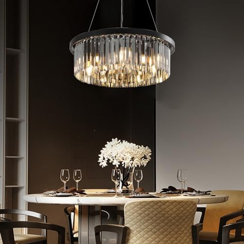 AHXIAOZN Modern Crystal Chandelier, 60CM Round Crystal Hanging Lamp, Modern Ceiling Light for Living Room, Hallway, Balcony, Kitchen, Bedroom Decorative