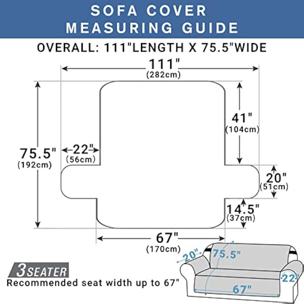 XINEAGE Quilted Sofa Covers 3 Seater, Water Resistant Couch Covers for 3 Seater, Non Slip Sofa Slipcoevrs for Dogs Pets, Reversible Sofa Protector with Elastic Strap Washable (Sofa, Beige)