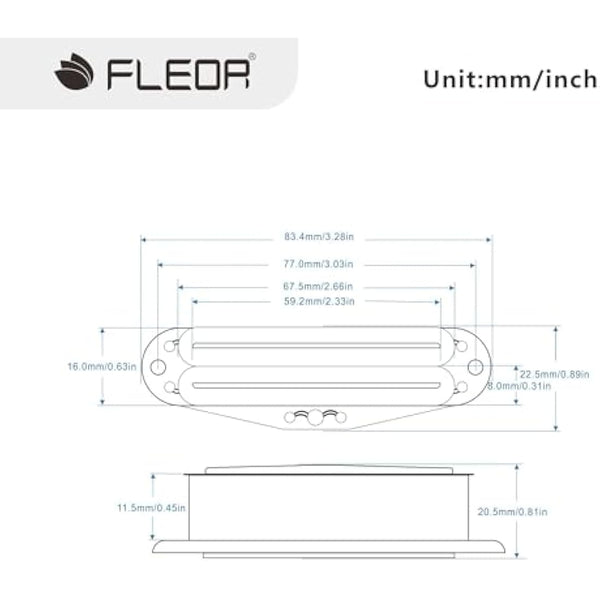 FLEOR Alnico 5 Hot Rail Humbucker Single-Coil-Sized Pickup 6-7K Humbucker Black Fit ST SQ TL Guitar