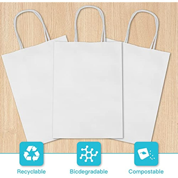 HAUSPROFI 30pcs Kraft Paper Bags for Gifts, Food & Sweets, Strong Carrier Bags with Twisted Handles for Kid Parties, Weddings, Thicken 130gsm