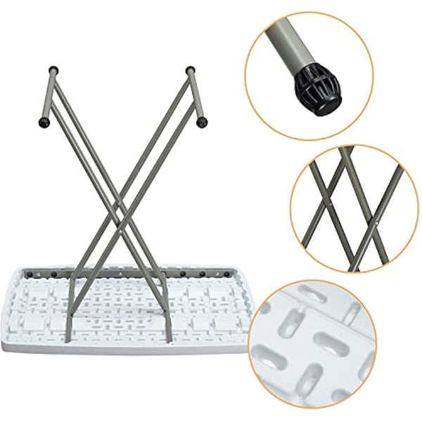 HollyHOME Small Folding Table 2.5FT/76cm Foldable Dining Table for Garden Patio Balcony Camping Portable Picnic Tables Height Adjustable Trestle Tables for BBQ Catering Party Kitchen Outdoor Indoor