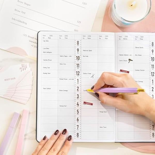 GoGirl Salon Appointment Book – Reservation Book for Beauty Salons, Spas, Hair Stylists, Estheticians – Appt Booking Planner, 18x25.5cm (Black)