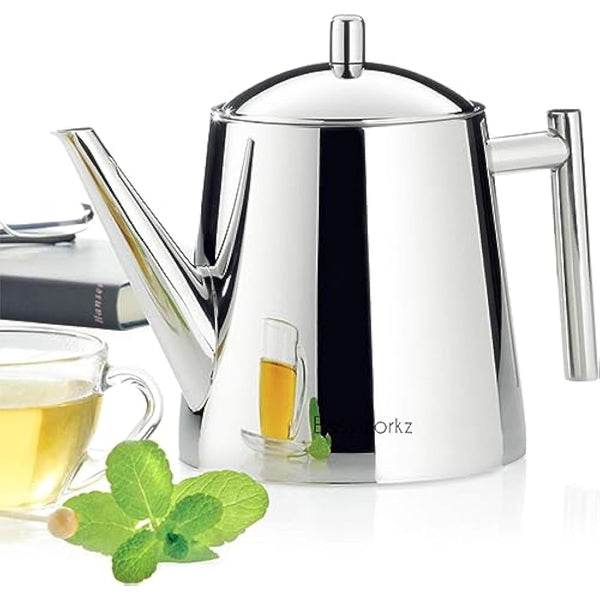 Easyworkz Stainless Steel 1500ml Teapot with Removeable Infuser Tea Maker for Fruit Herbal and Infusion Tea