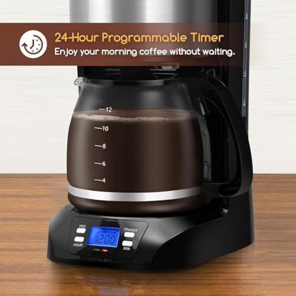 Aigostar Filter Coffee Machine, Programmable Drip Coffee Maker with 24hr Timer & 40min Keep Warm, Fast Brewing, 1.5L Coffee Filter Machine with Anti-Drip & BPA Free - Benno 30YWZ