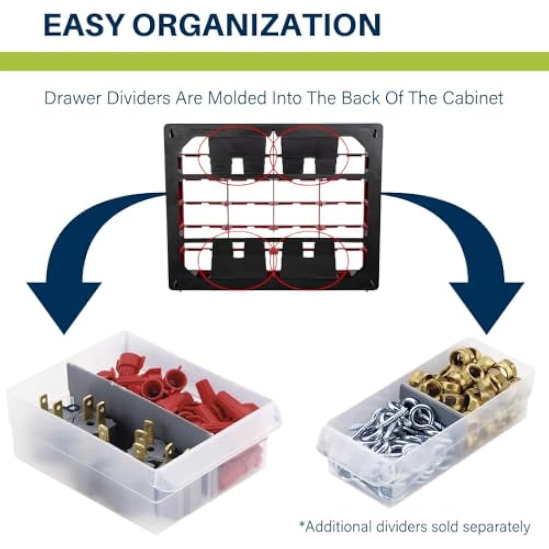 Akro-Mils 10144 44-Drawer Plastic Drawer Storage Cabinet for Garage Organization, Lego Storage, Teacher Toolbox, Makeup Organizer, and More, 20-Inch W x 6-Inch D x 16-Inch H, Red