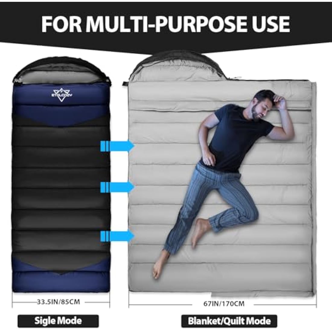 ETGLCOZY Sleeping Bags for Adults Kids, Ultralight Compact w/Compression Sack for Warm & Cold Weather Camping Essentials for Backpacking Hiking Travel Indoor - Unisex Boy Girl Man Woman