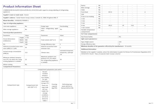 Hoover H-FRIDGE 500 MAXI Freestanding American Fridge Freezer with Water Dispenser, Side by Side, Total No Frost Technology, E Class, 532L Total Capacity, Inox, 91x67x177 cm - HHSBSO6174XWDK-1
